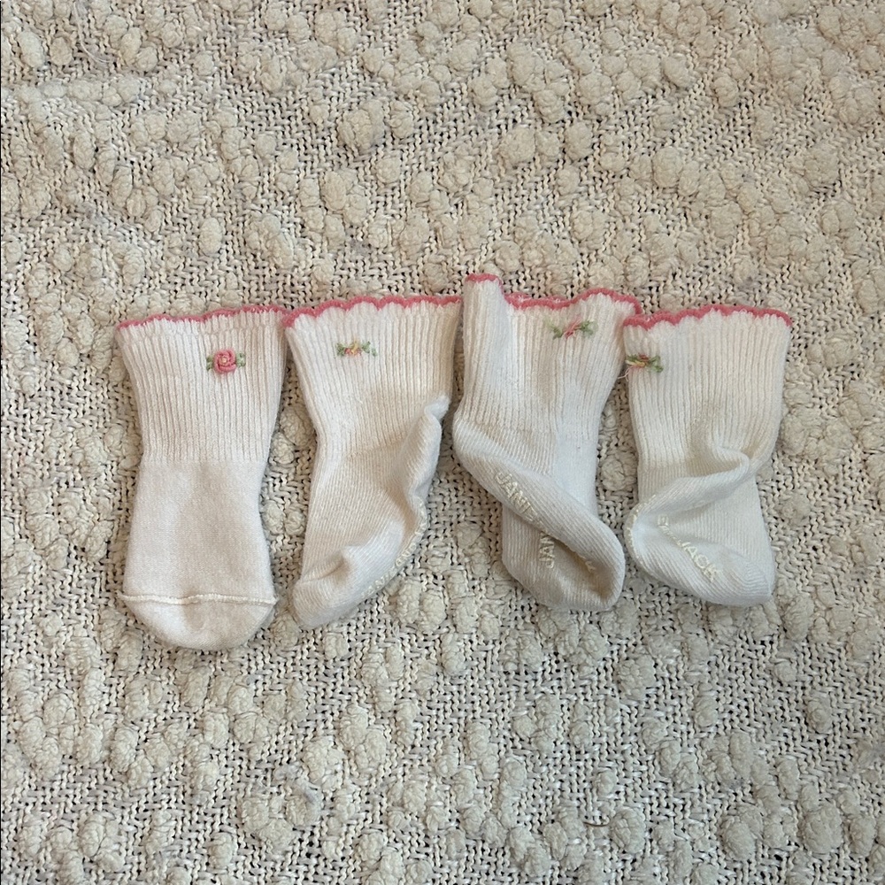 Janie and Jack White Socks with Pink Trim